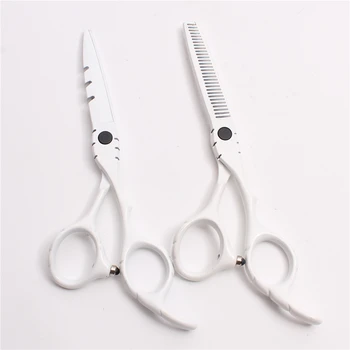 

6" 17.5cm Japan Customize Logo White Hairdressing Supplies Thinning Scissors Cutting Shears Professional Hair Scissors Set C1010
