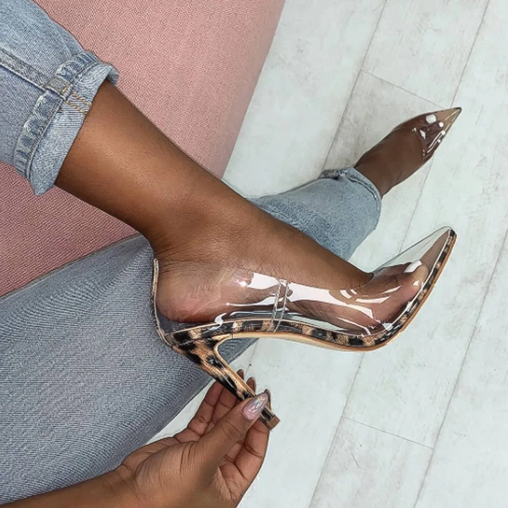 2019 New Women Pumps Transparent Super High Heels Sexy Pointed Toe