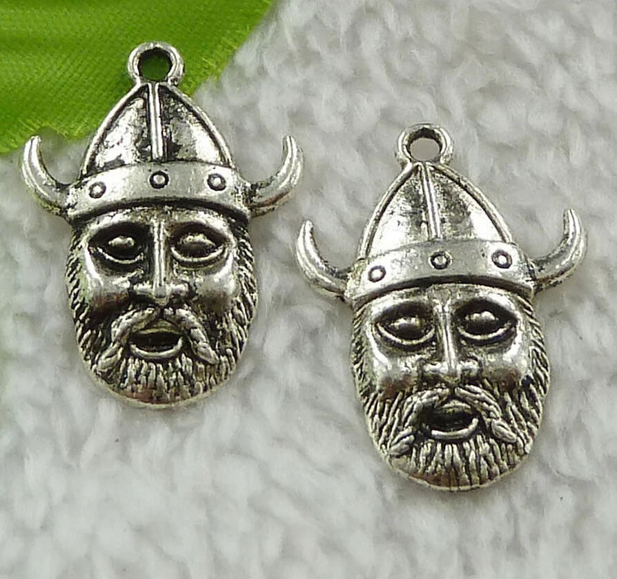 

Hot 10Pcs/Lot Ancient Silver Vikings Head Charm Pendant For Bracelet&Necklace Best Friend Gifts Women Jewelry Wholesale A808