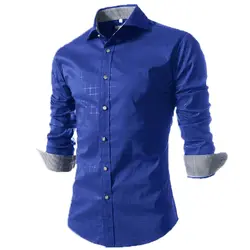 Camisa Masculina Slim Модная Мужская рубашка Новинка 2017 года бренд Повседневное с длинными рукавами Chemise Homme плед мужской большой размер XXXXL