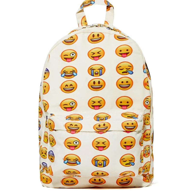 New 2016 Women/Men Emoji Travel Backpack Smiley School Backpacks Bookbag Emoji Canvas Shoulders Bag Mochila Feminina 39*30cm