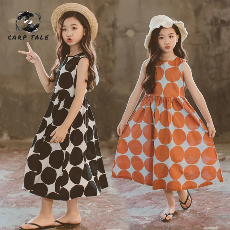 

2019 Girls Dresses Sleeveless Polka Dot Princess Dresses Girls Clothes Girls Costumes Children Dresses little girls clothing