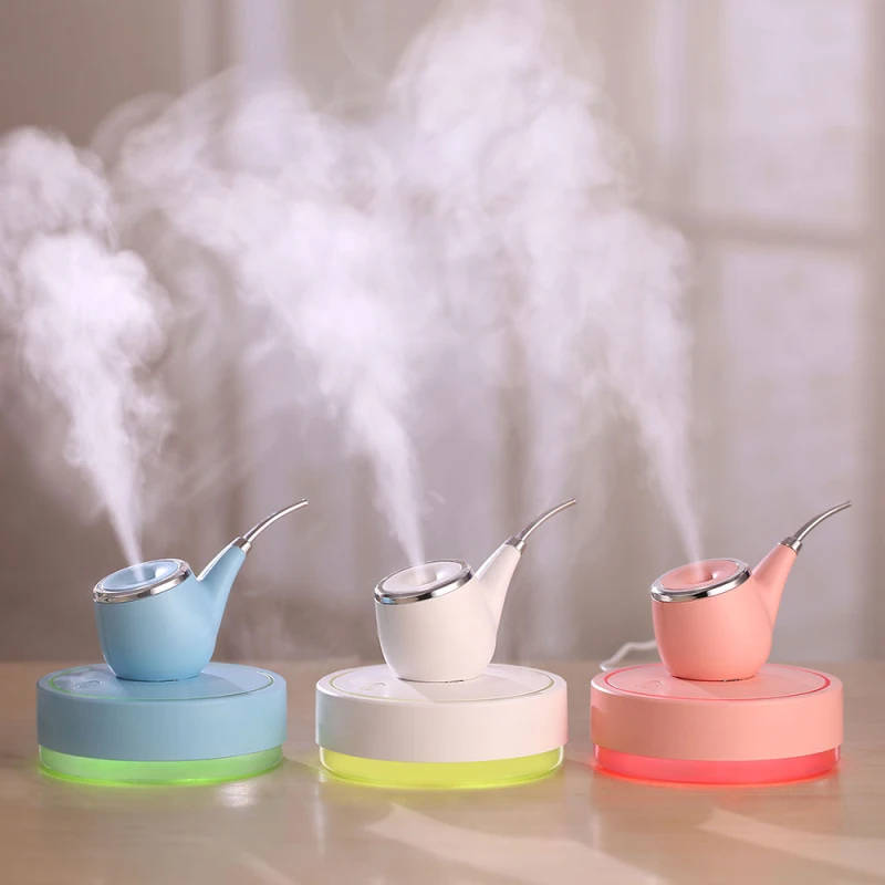 

Evaporative Humidifier Creative Tobacco Pipe Water Diffuser Romantic And Soft Night Light Mini USB Water Nebulizer