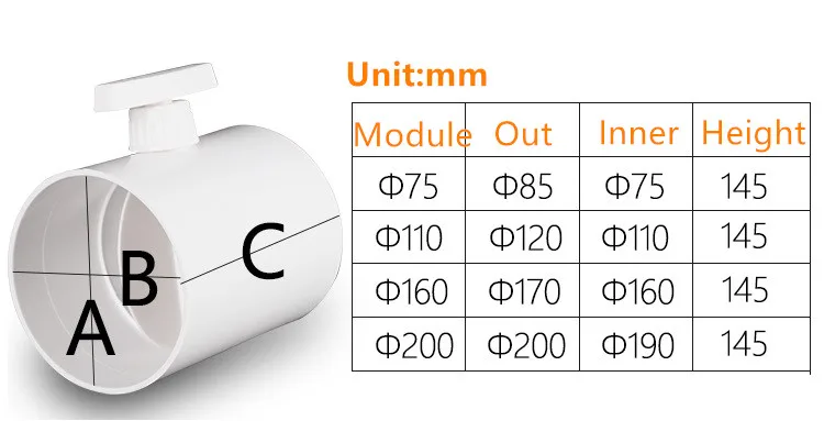 HVAC ручная пластиковая воздушная Демпферная заслонка 75-200 мм объемная скорость потока демпфер воздуховод клапан для 3-8 дюймовых вентиляционных труб