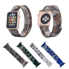 2016 Лучший Рождественский Подарок Роскошные Camo Миланской Петли Смотреть Band для Apple Watch с Сильным Магнитом