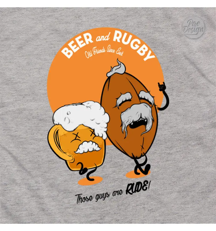 تي شيرت امرأة البيرة الرجبي الأصدقاء القدامى وقحا FG0001A PACDESIGN الكرتون t قميص الرجال للجنسين جديد الأزياء التي شيرت شحن مجاني مضحك