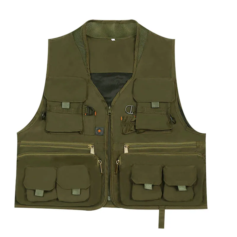 

Summer Fishing Jacket Men Outdoor Breathable Loose Zipper Multi-Functional Travel Camping Sleeveless Sportswear Fish Clothing