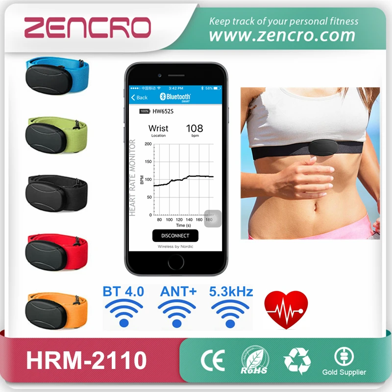 Brustgurt Echtzeit Bluetooth Herzfrequenz-Sensor-Set Strap ANT &s 