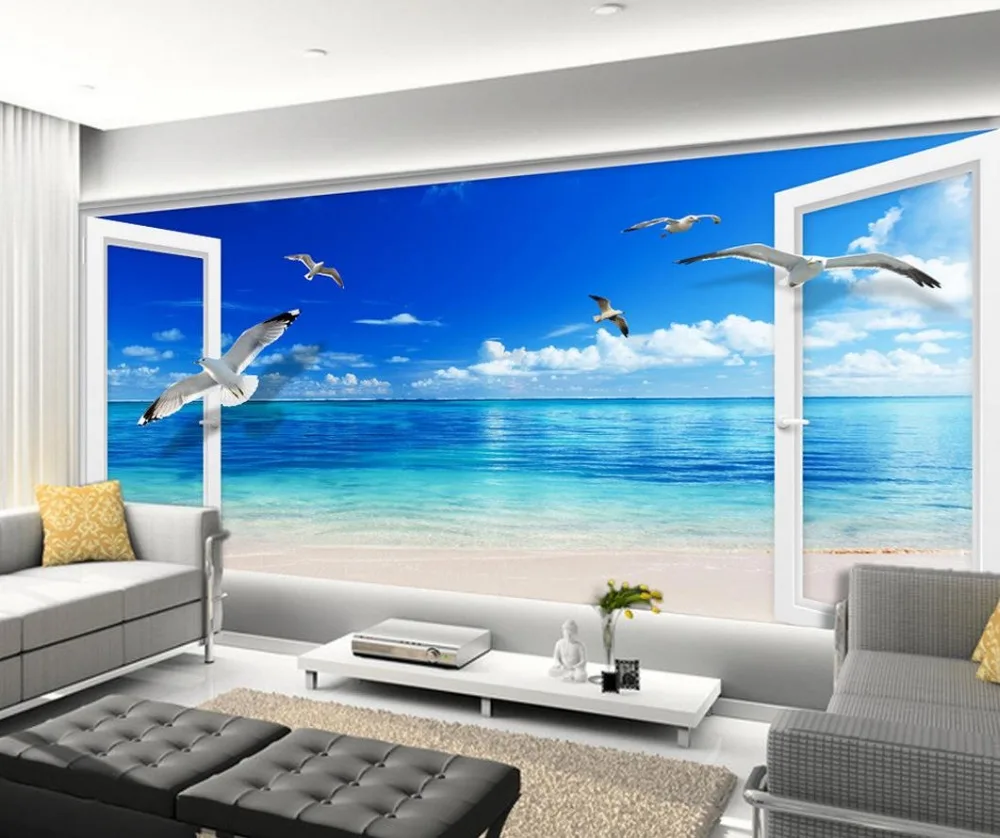 Mural 3d Wallpaper 3d Kertas Dinding Untuk Tv Latar Belakang Biru