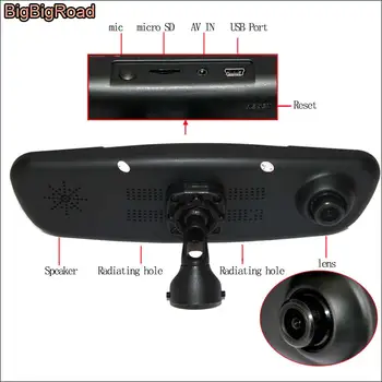 

BigBigRoad For Polo Car Mirror DVR Camera Blue Screen Dual Lens Video Recorder Dash Cam with Original Bracket FHD 1080P