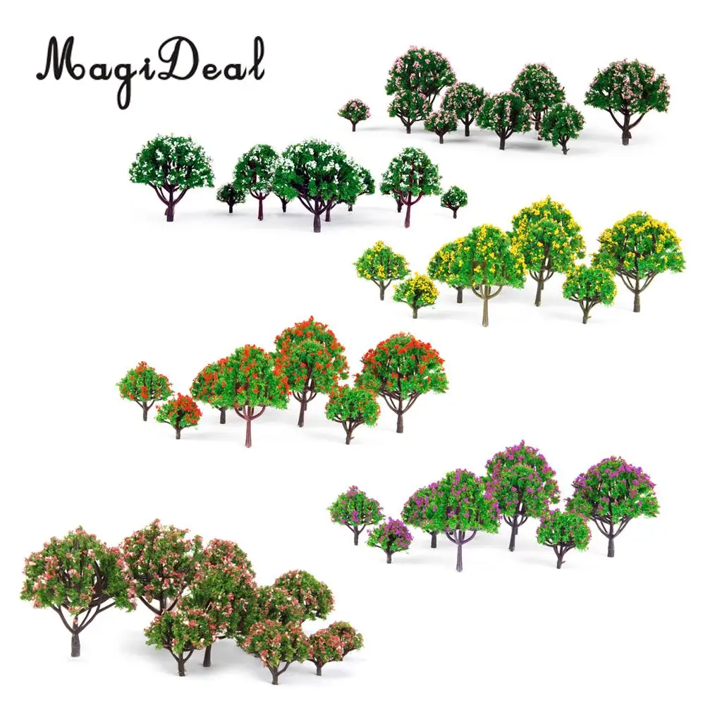 10Pcs/Lot Red Flower Trees Model Train Railroad Railway Street Architecture Scenery Landscape HO N Z Scale Toys for Children