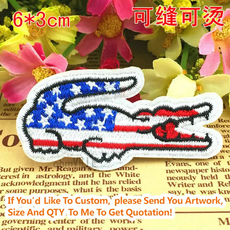 20399 The crocodile flag of United States Iron On Patches "Accept