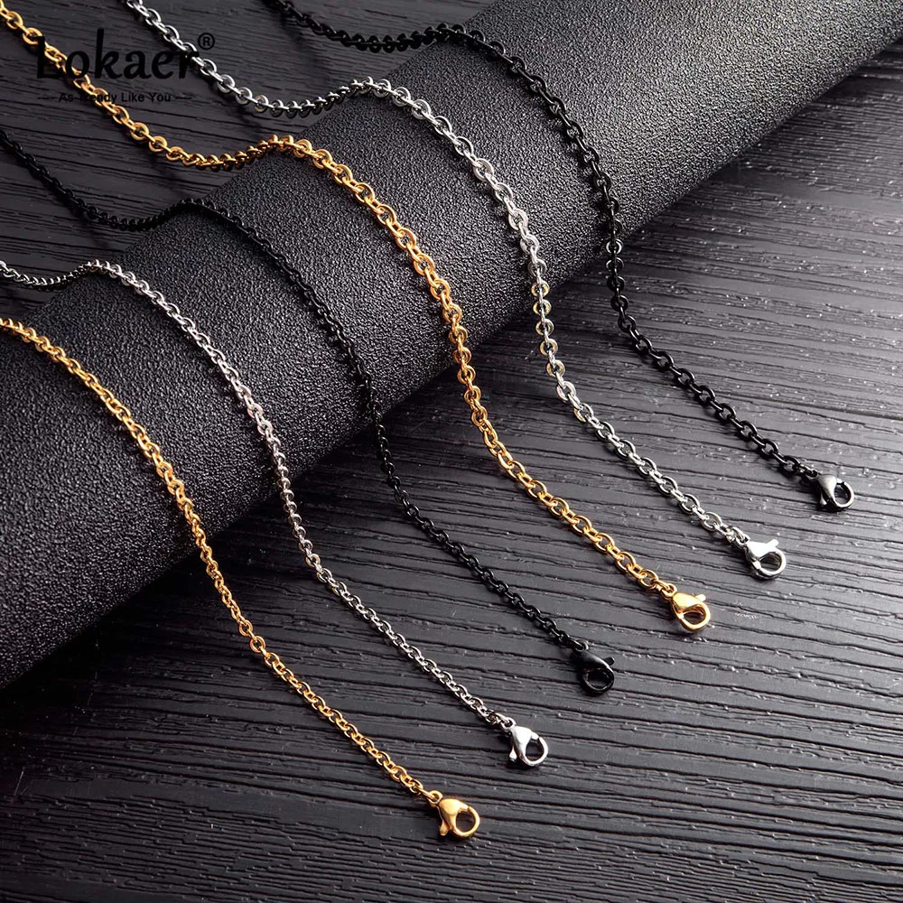 

Lokaer Brand Simple Link Chain Necklace For Women 2/3mm Wide Gold Color/ Silver Color Copper Alloy Female Ladies Jewelry OGL62