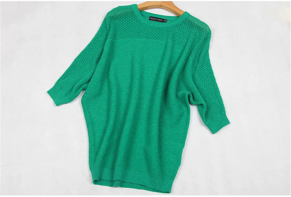 Fashion All Match Autumn Women Sweater Big Chest Batwing Sleeve Warm Sweater Solid Cotton Loose Knitted O-neck Female Pullovers (6)