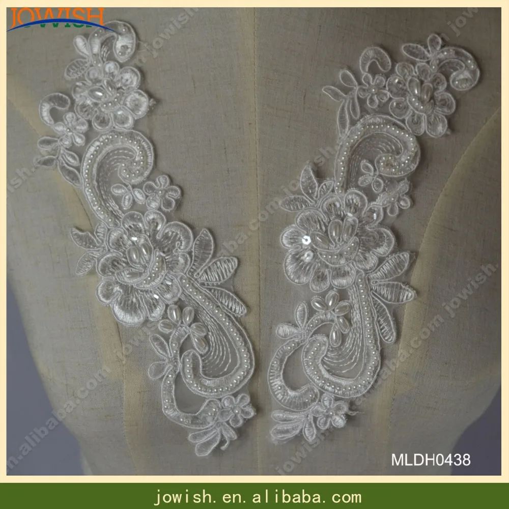 Ivory Pure White 3D Flower Embroidered Lace Appliques Wedding Dress