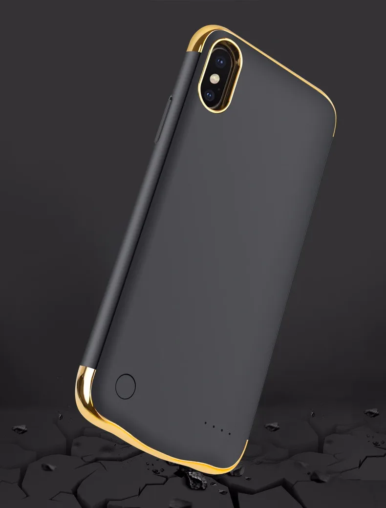 Тонкий ударопрочный чехол с покрытием для iPhone X 6 6S 7 8 Plus перезаряжаемый внешний