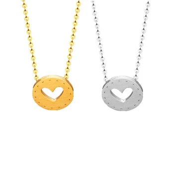 

10pcs/lot Round Heart Necklace Pendant Collier Femme Stainless Steel Chain Love Necklace For Women Bridesmaid Couple Jewelry