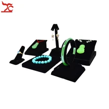 Модный деревянный стеллаж для ювелирных изделий, Черный Бархатный браслет, кольцо, подвеска, держатель для серег, 6 шт./лот