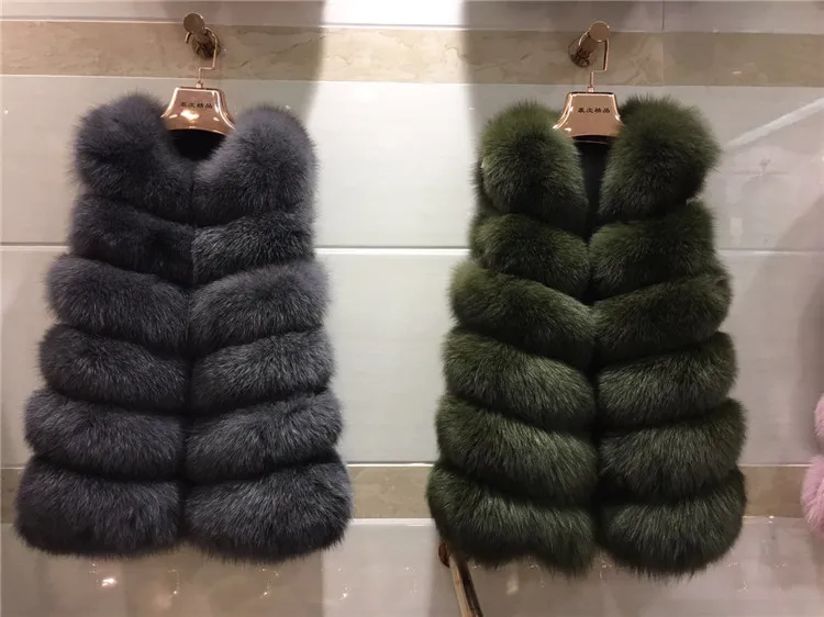 Зима натуральный Лисий мех жилет без рукавов пальто женский длинный раздел хорошее качество модный натуральный Лисий мех жилет