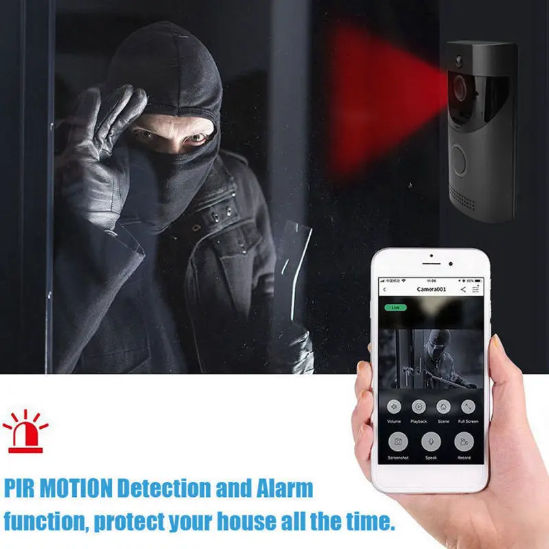 Беспроводная Защита сети Wi-Fi Водонепроницаемый дверной звонок умный видео телефон двери визуальная запись с подключаемым звонком