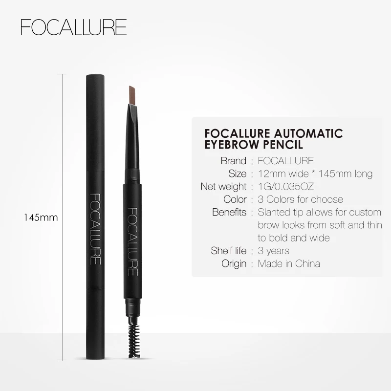 Водостойкий карандаш для бровей FOCALLURE 3 цвета простой в использовании усилитель