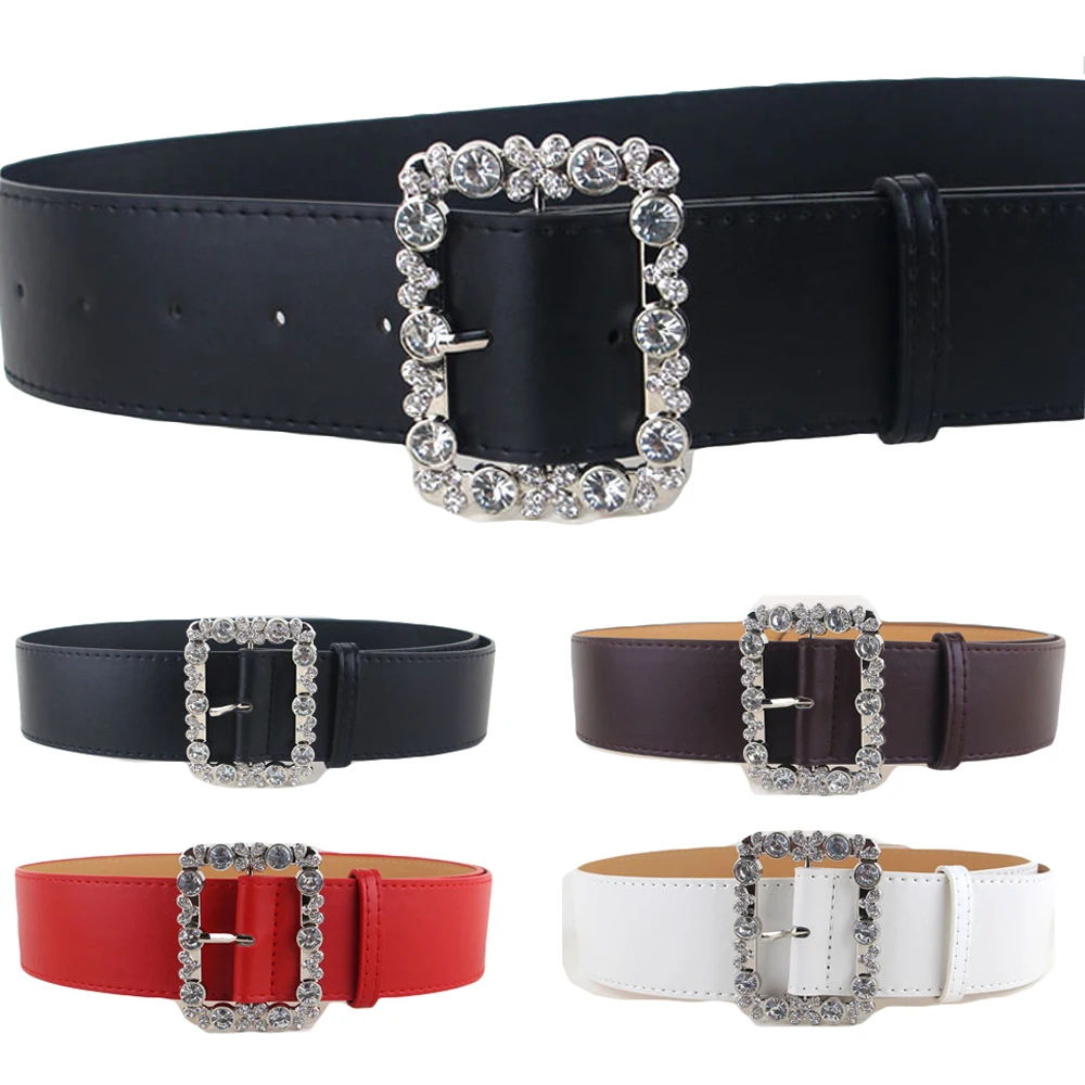 

Women Elegant Rhinestone Pin Buckle Belt Simple Waistband Dress Decoration BLTLL0314