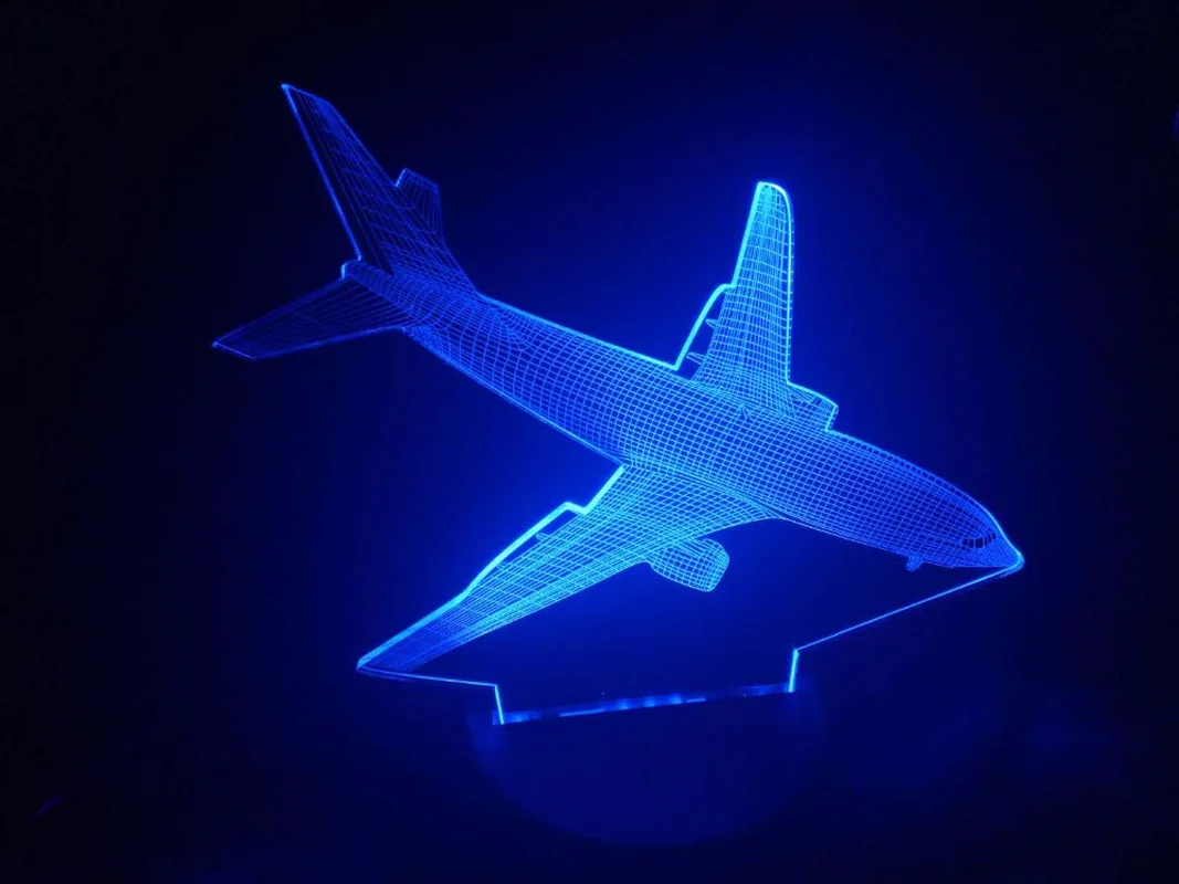 Самолета 3D ночник удаленного коммутатора USB 7 цветов самолета настольная лампа