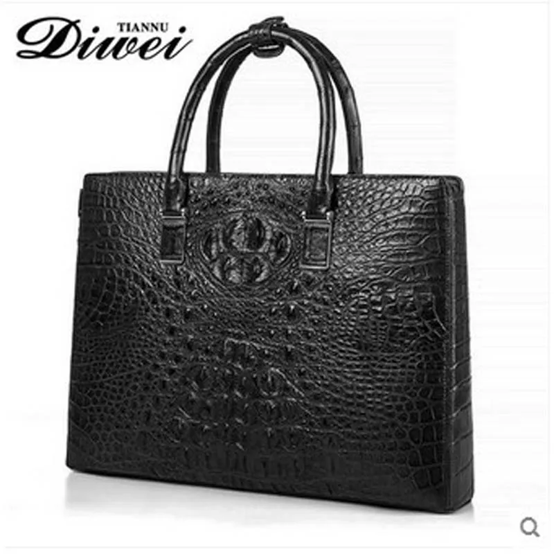 

2019 diwei new hot free shipping male crocodile leather briefcase multi-function laptop bag cross men handbag authentic man bag