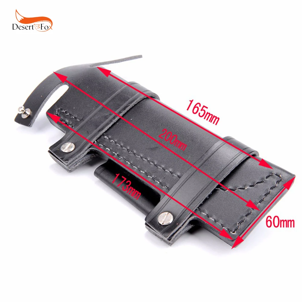 

US Straight Man-made Leather Belt Sheath Scabbard 20x6.5cm For 6.5" Fixed Knife Black Color For Hunting Knife Accessories