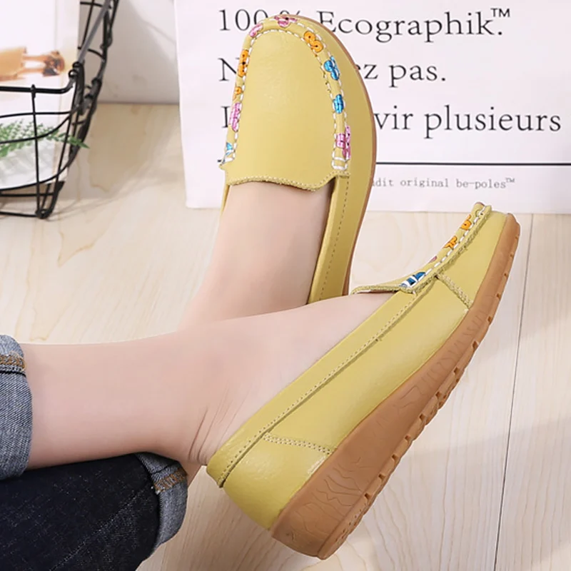

Boat shoes for women Print Fashion Womens flat shoes Soft Sewing Ladies flat shoes Large size 4.5-9 Female shoes