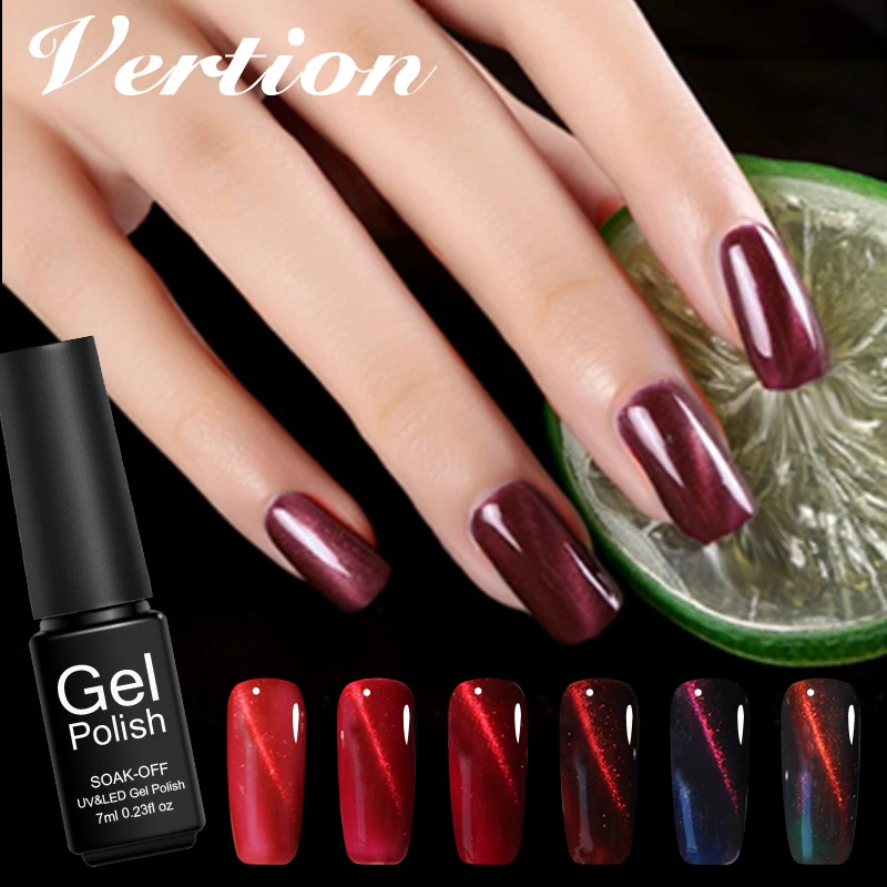 

Verntion 7ml Acryl Gel 3D Red Cat Eye Magnetic Nail Gel Polish Semi Pernament UV LED Lamp Soak Off Permanent Polish Gel Varnish