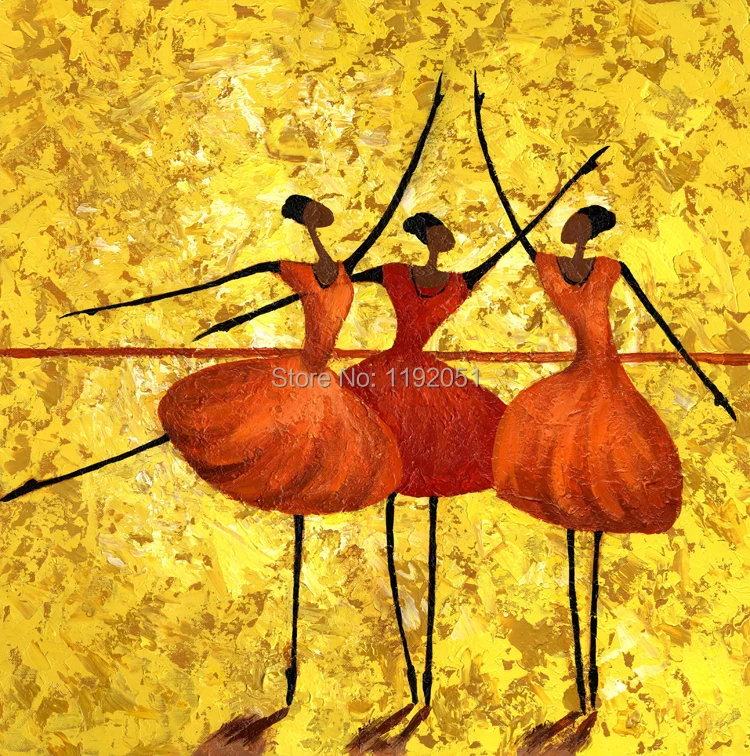 

yellow dancers abstract canvas painting vintage style frameless murual prints modern decorative art free shipping