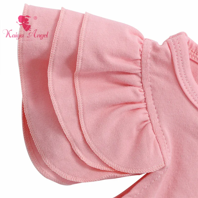 Kaiya Angel Лидер продаж для маленьких мальчиков девушка хлопок Костюмы комплект Корректирующие боди для женщин с повязка на голову пион роза Цветочный Летняя одежда