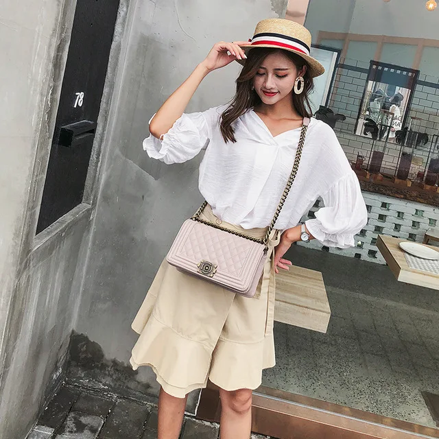 

Summer new single shoulder diagonal caviar rhombic chain bag Simple fashion hot mom bag