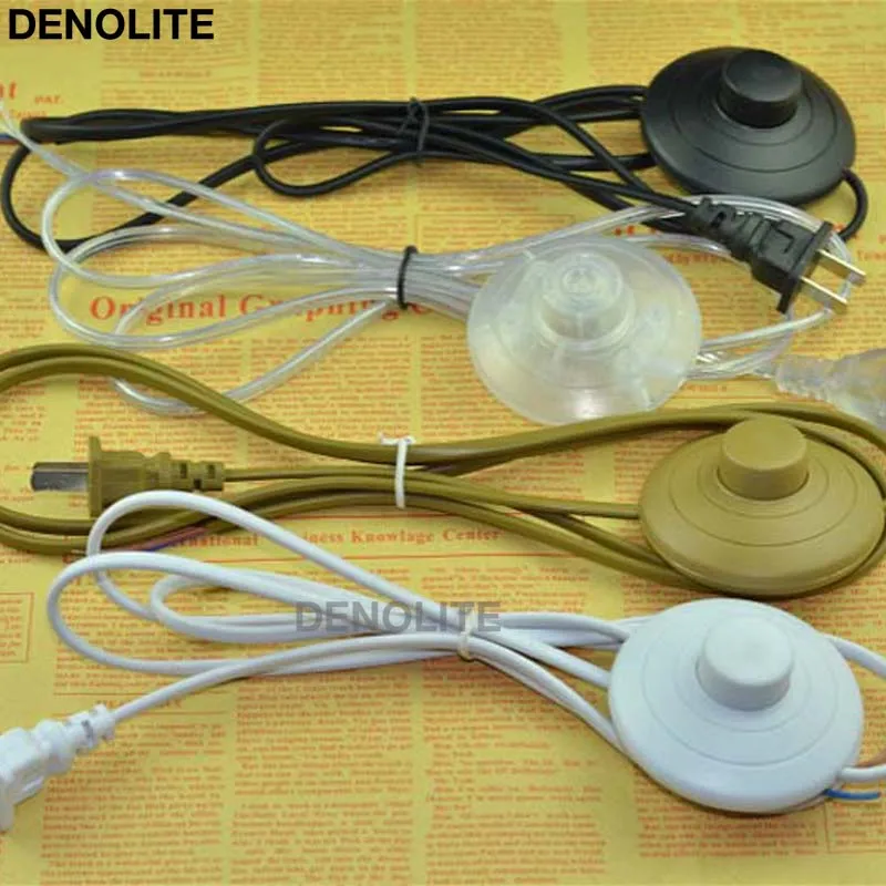 317 Foot Switch Lamp Wire 1.8M Black/White/Clear Power Cord With 2 Pin