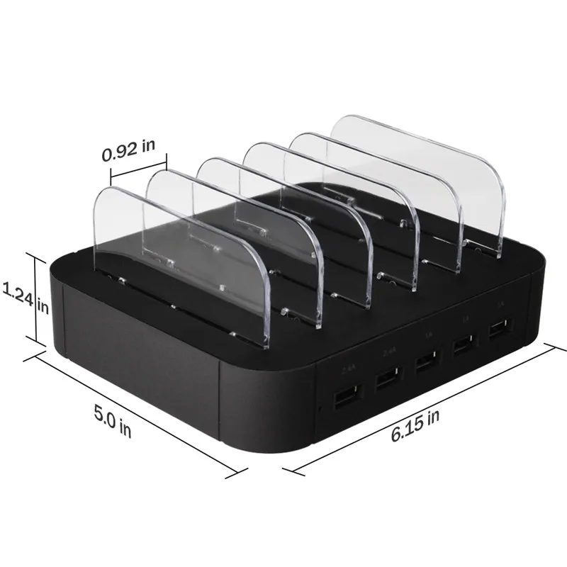 Qosea Smart 5 USB многофункциональное зарядное устройство зарядная станция Док-станция 5 портов док-станция Подставка держатель для смартфона iPad Tablet EU US Plug