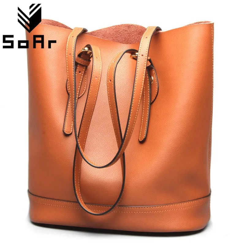 Designer Handbag Genuine Leather Female Fashion Real Leather High Quality Women Tote Bag Famous Brands Women Bag Bucket Bag phedera europe style women tote bags high quality genuine leather female handbag simple fashion real leather brown women handbag