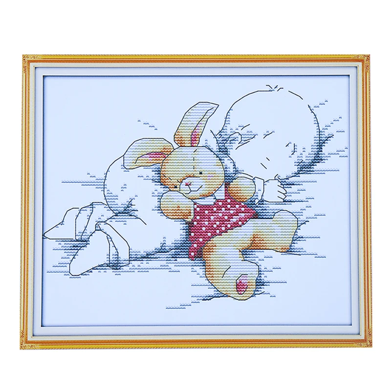 Dmc Cross Stitch Painting Cartoon Baby Asleep Embroidery Wall Decor Cross Stitch Kits Embroidery Needlework Sets Canvas Painting