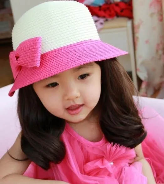 Новая детская летняя пляжная шляпа с бантом для девочек соломенная шляпа Кепка бассейн для принцесс кепки Солнечная Панама