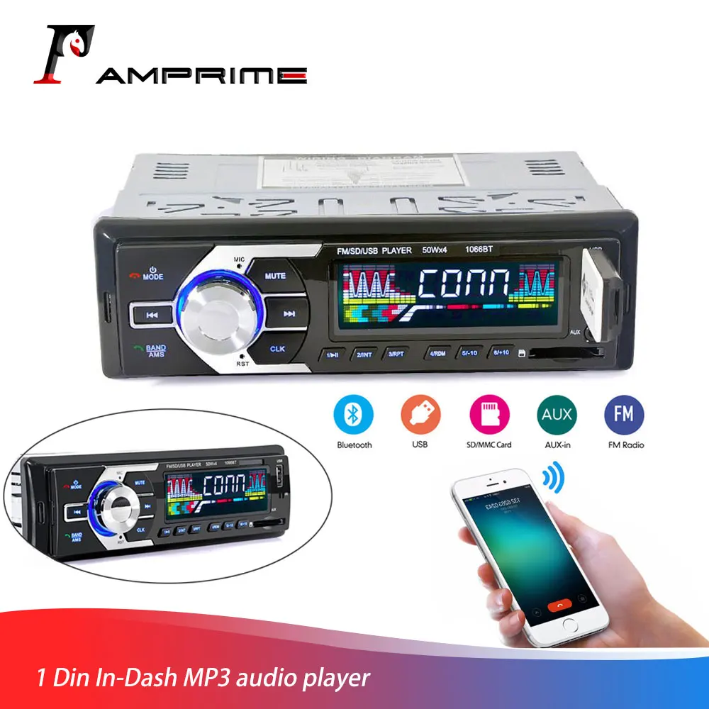 Автомобильный MP3 плеер AMPrime 1 Din Bluetooth FM стерео аудио in dash Auroradio радиоприемник с