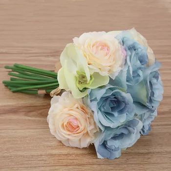 

Butterfly orchid rose bunch of simulation flower wholesale artificial flowers wedding bouquet home decoration