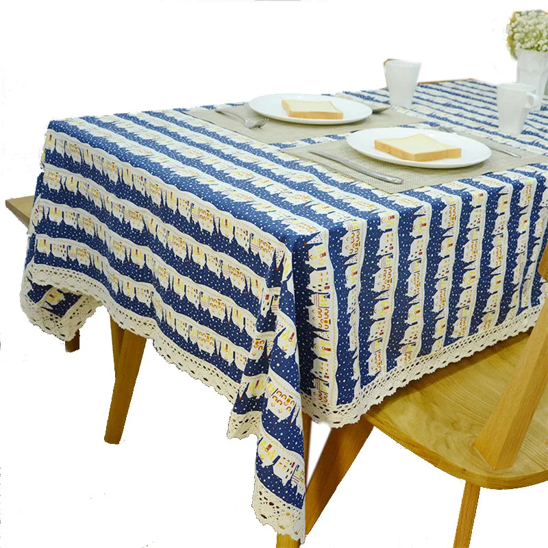 America Style Home Dinning Table Cover Cloth 9 Size Printed Linen