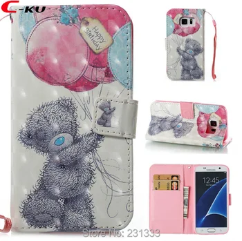 

C-ku 3D Bling Unicorn Wallet Leather Pouch For Samsung Galaxy S7 EDGE S8 PLUS NOTE8 Strap Stand Card Flower Flamingo Skin 50PCS