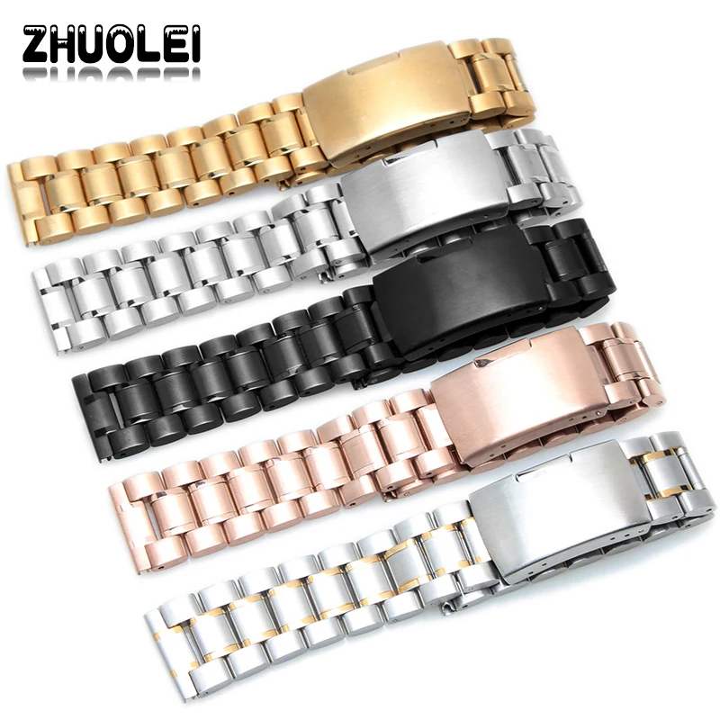 New Watch Band Womens Men 14mm 16mm 18mm 20mm 22mm 24mm Buckle Black