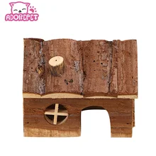 Natural Wood Small Animal pet Hamster house Bed Summer guinea pig hedgehog chinchilla House cage Nest Hamster chew toy accessory