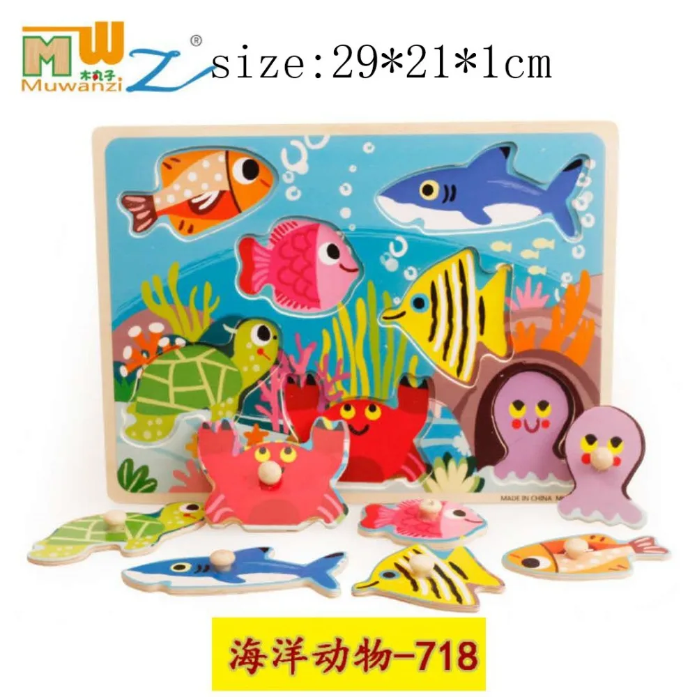 

Wooden Jigsaw Puzzle toys Animal Colorful Cognition Board Color Match Game Toy Early Educational Toys Gift for Toddlers