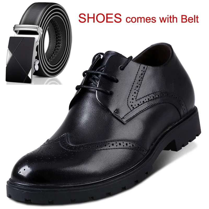 Dress Formal Men's Oxford Brogues Dress Leather Elevator Shoes Shoes Increase Height 2.75 Inches