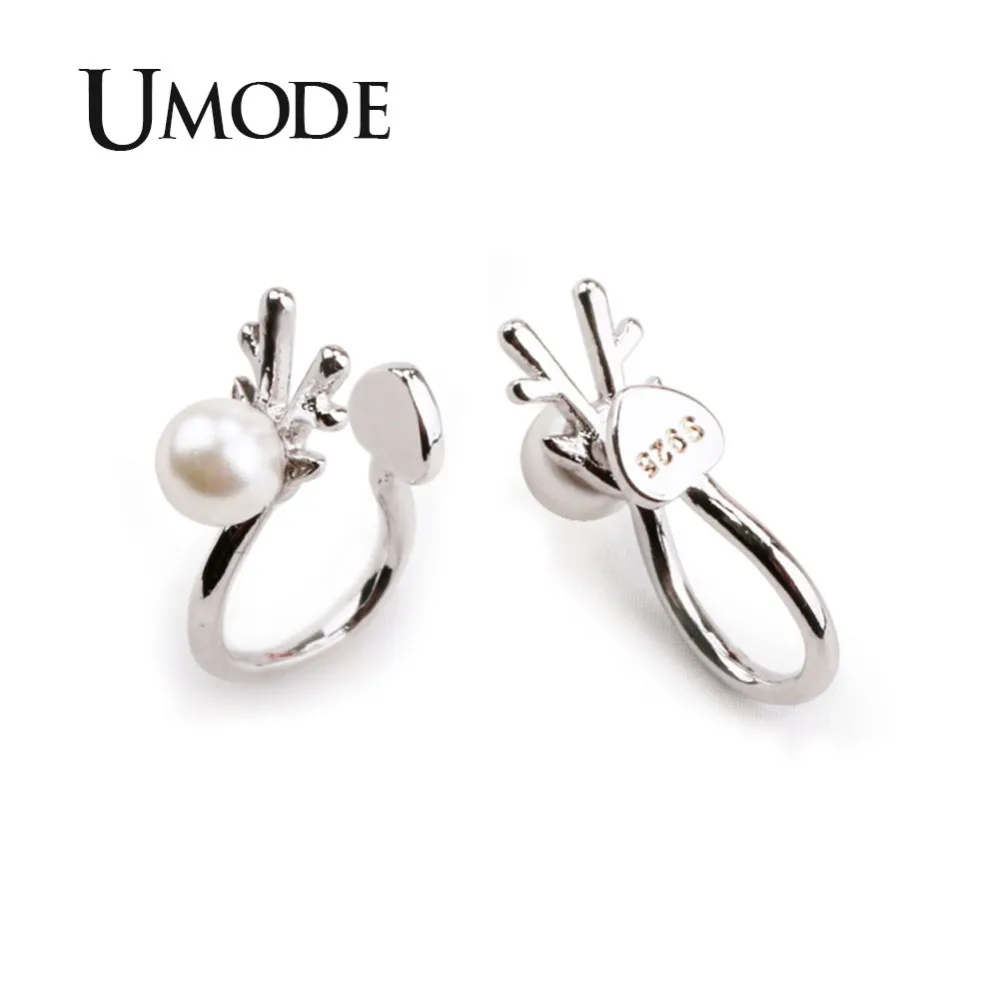 

UMODE Fashion Deer Pearl Clips On Earrings Ear Cuff Accessories for Women No Hole Jewelry bijoux femme orecchini con clip UE0465