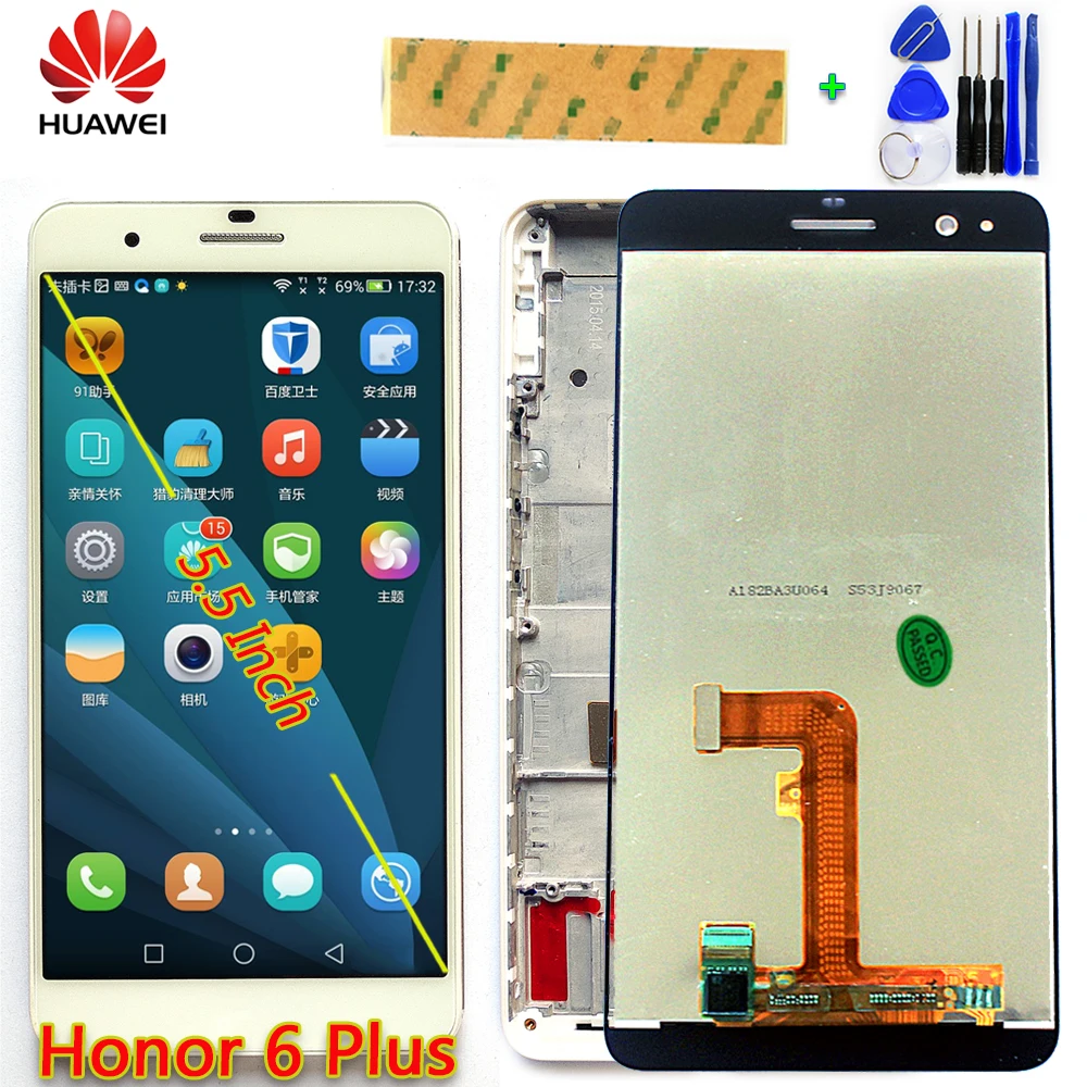 Huawei Honor 6 Plus 5 дюймовый ЖК-дисплей p сенсорный экран дигитайзер Сенсорная панель