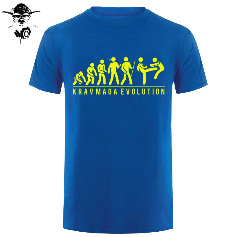Krav Maga/футболка «Эволюция военных искусств» с принтом «Израиль»; идеальный подарок; Забавный подарок на день рождения для мужчин и мальчиков; Детские хлопковые футболки - Цвет: blue yellow